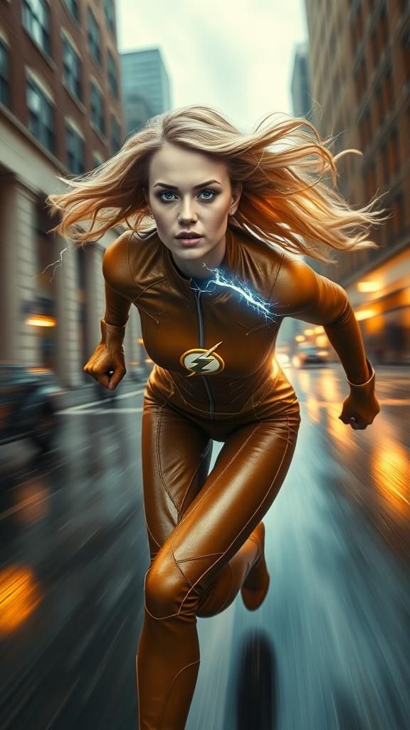 The Flash Girl Races Through Gotham, Cinematic 8k
