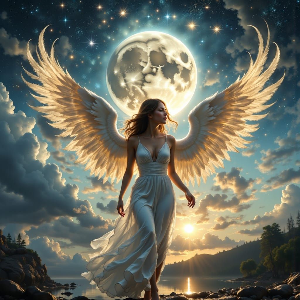 Angels Play Volleyball with the Moon