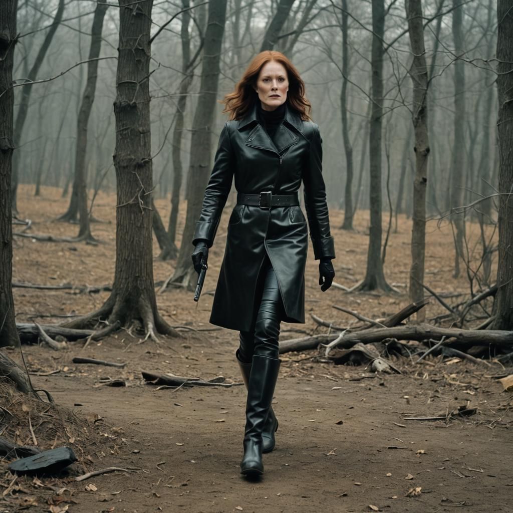 Julianne Moore in Leather Boots: Cinematic Film Still
