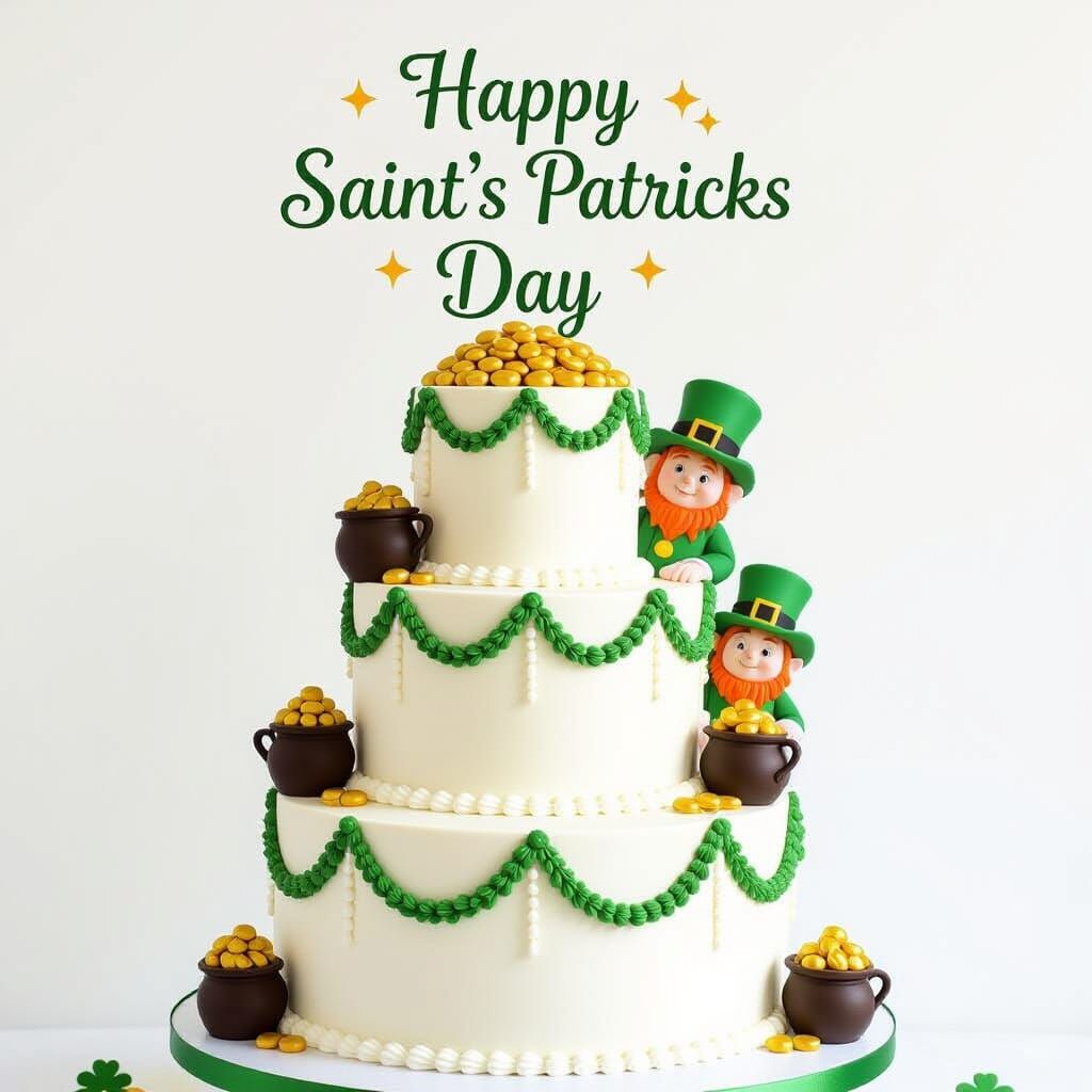 Whimsical St. Patrick's Day Cake with Rainbows & Gold