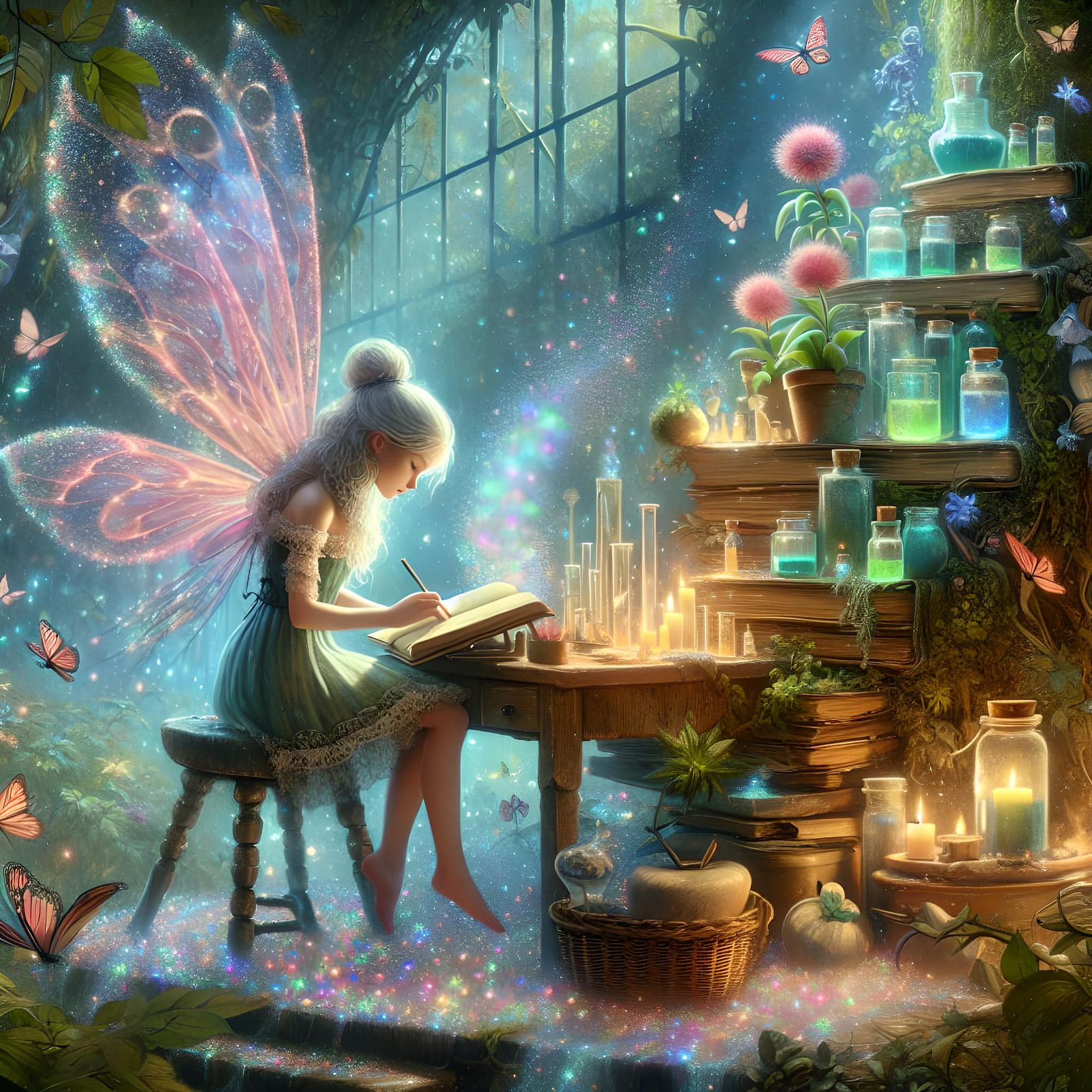 Fairy Herbology Study with Rainbow Particles