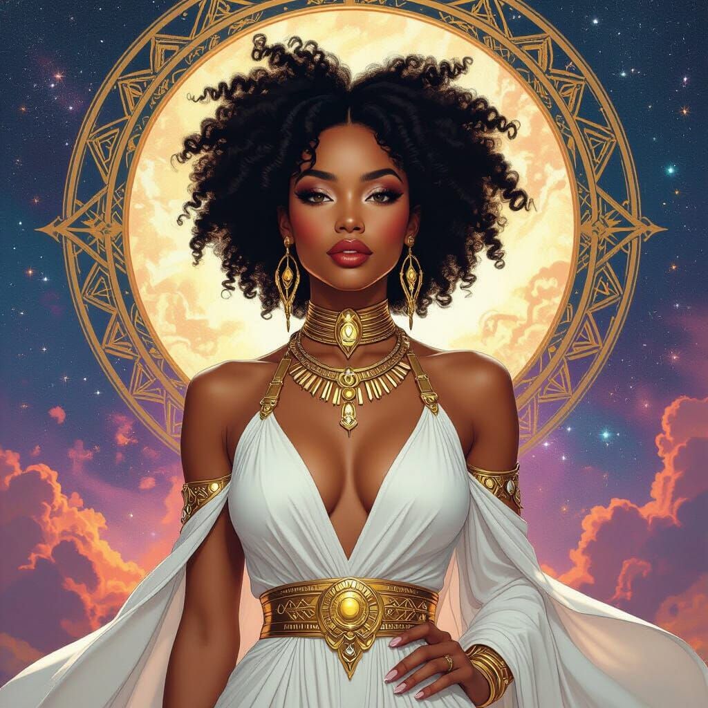 Stunning Afro-Latina Woman in Art Nouveau Style