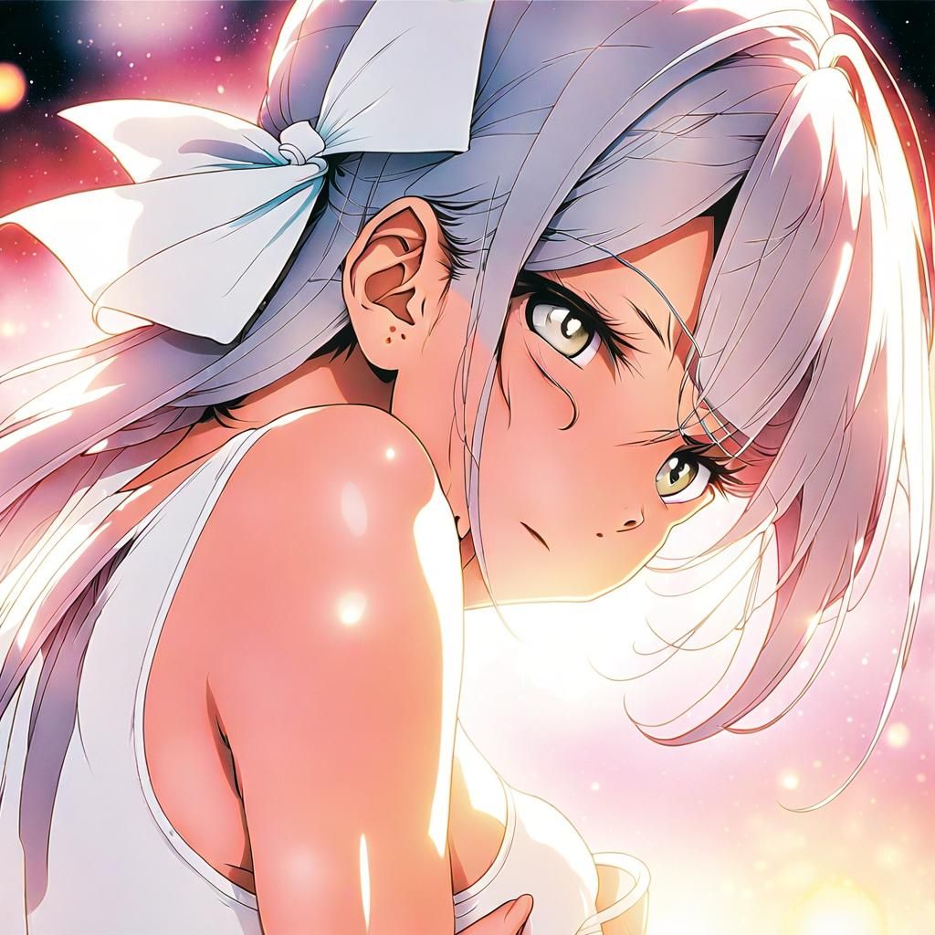 Anime Girl in Swimsuit Looking Back, Manga Style