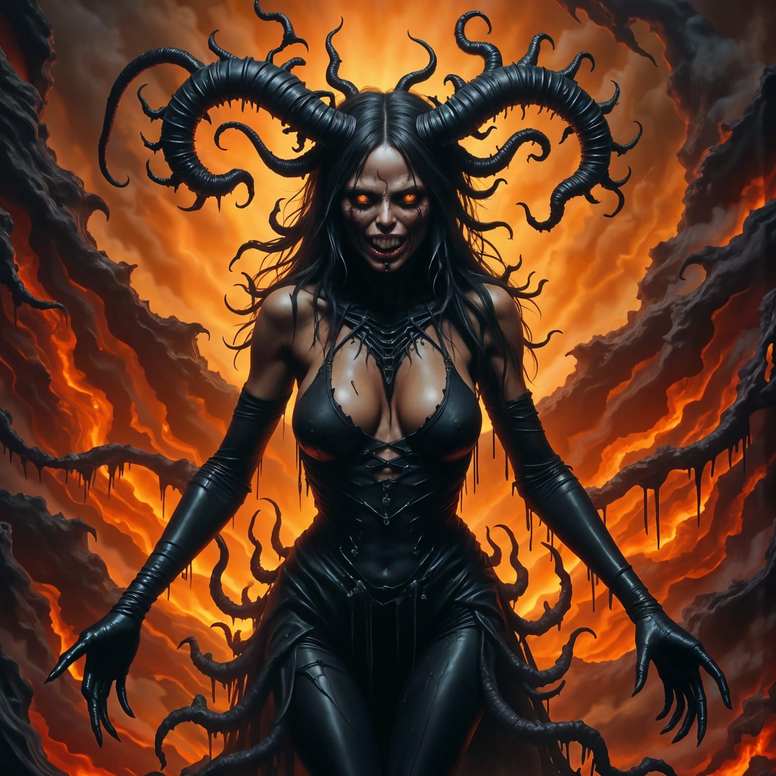 Surreal Horror Goddess Erupted in Molten Lava