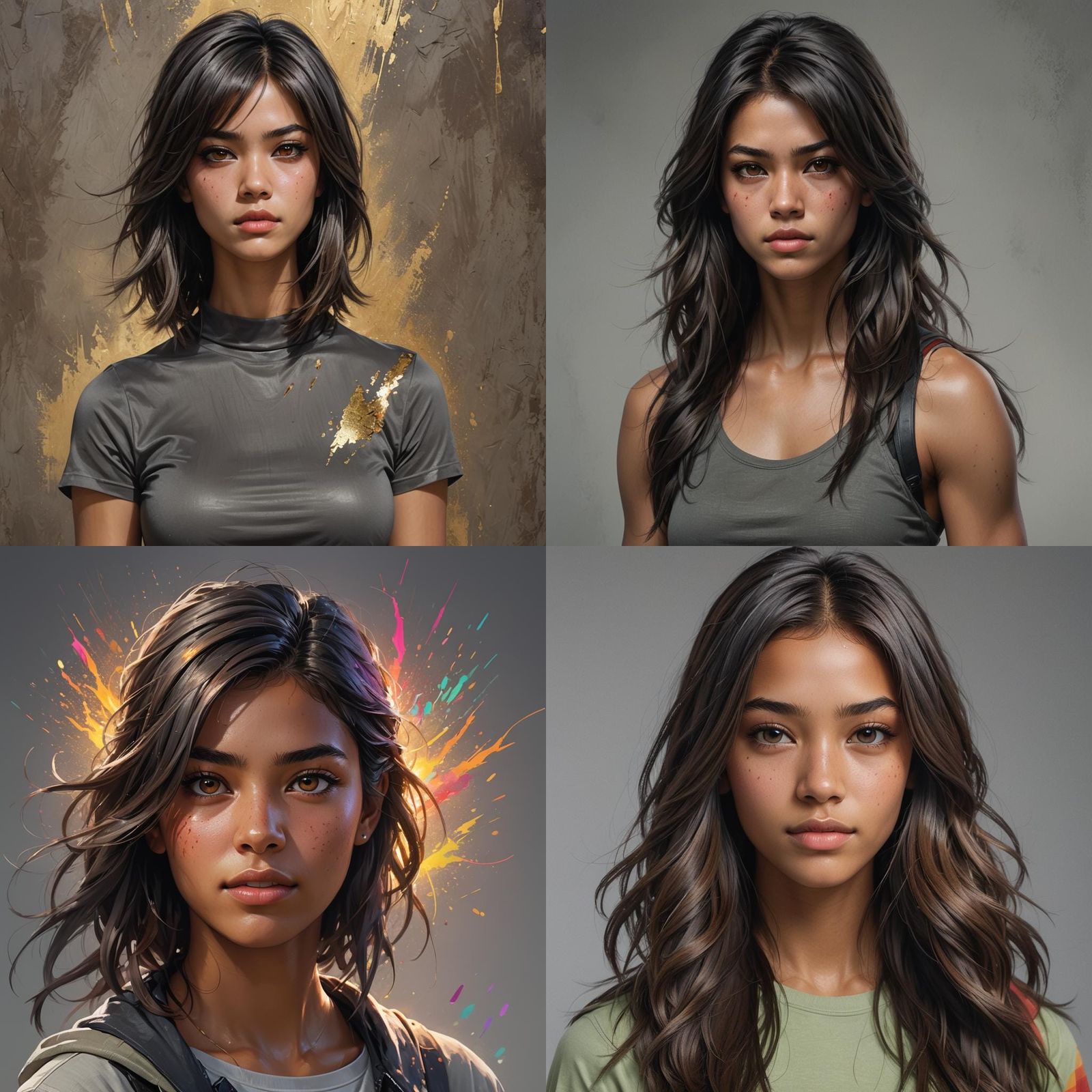 Hyperrealistic Portrait of a Teen Girl with Brown Eyes