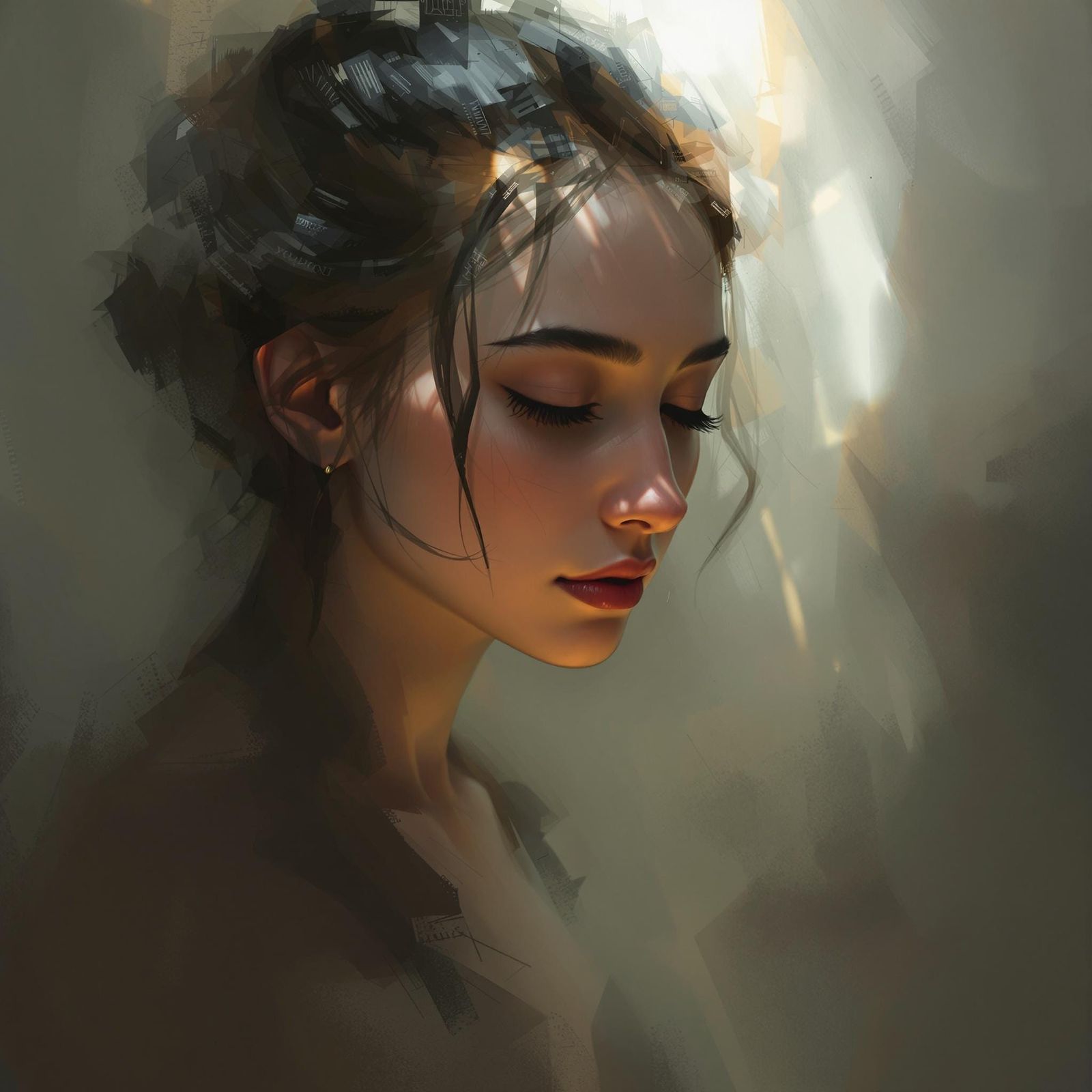 Woman Contemplating in Soft, Warm Light