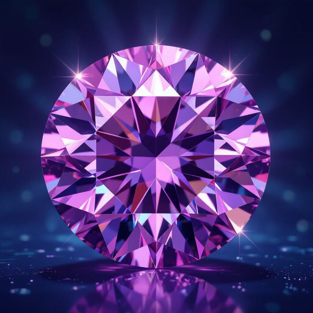 Radiant Purple Diamond in Art Nouveau Style