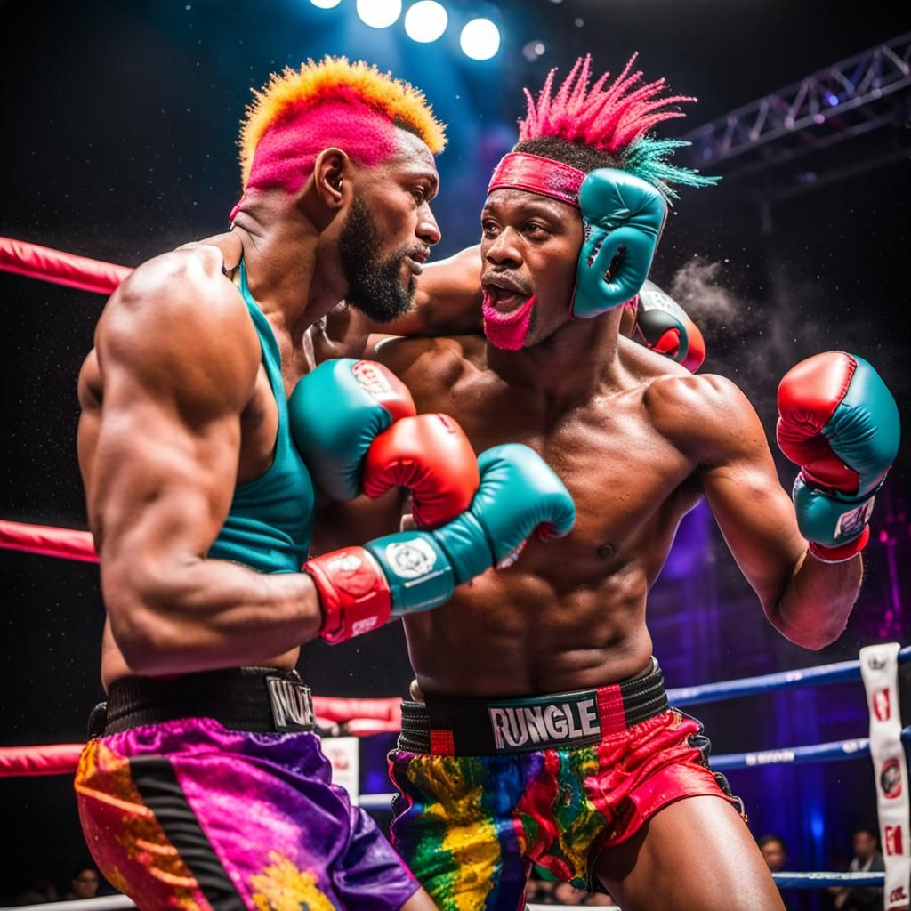 Vibrant Pop Art Boxing Match in Jungle