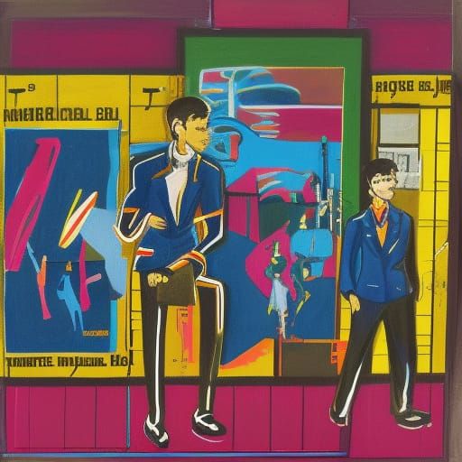 Futuristic Art Deco High School Scene