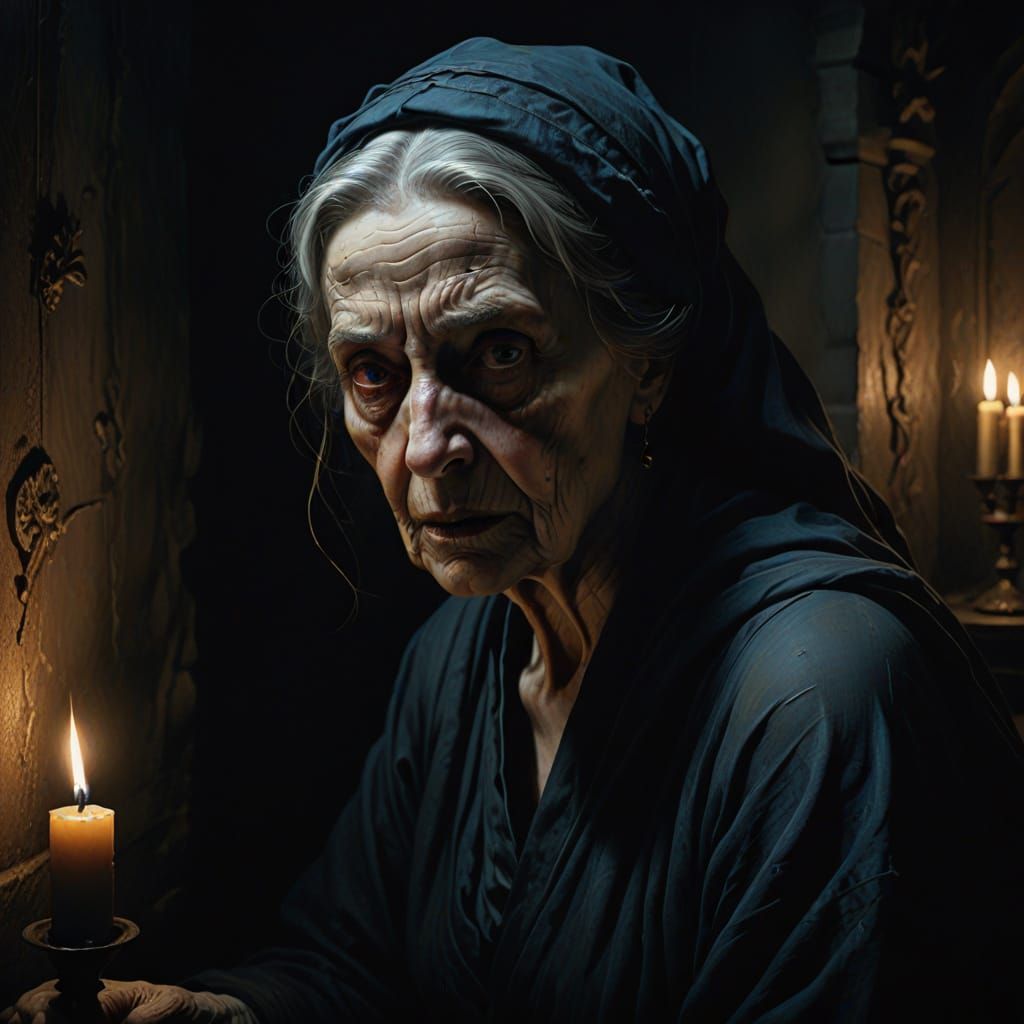 Twisted Face in Flickering Candlelight