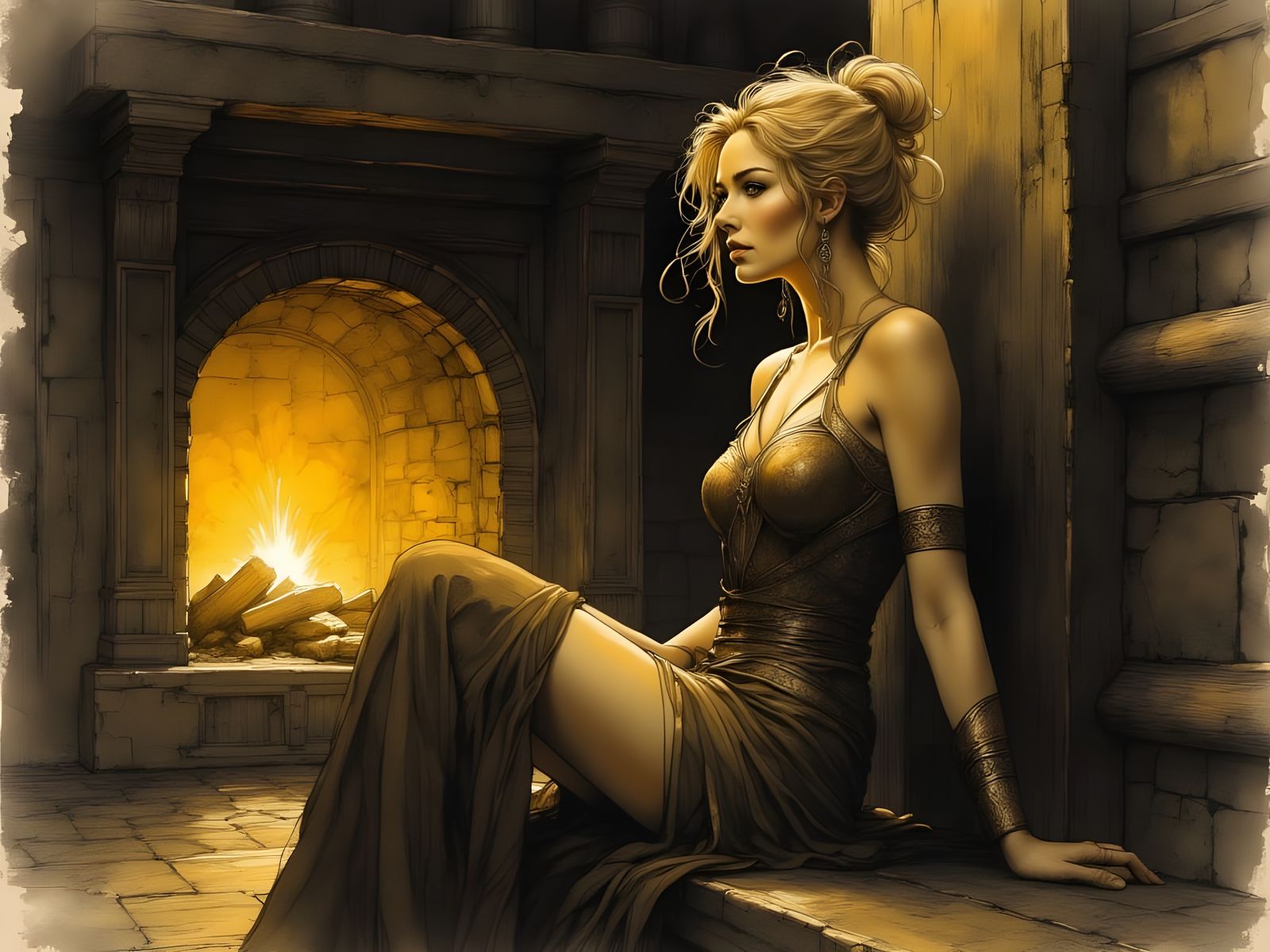 Norse Goddess of Forbidden Love in Charcoal Sketch