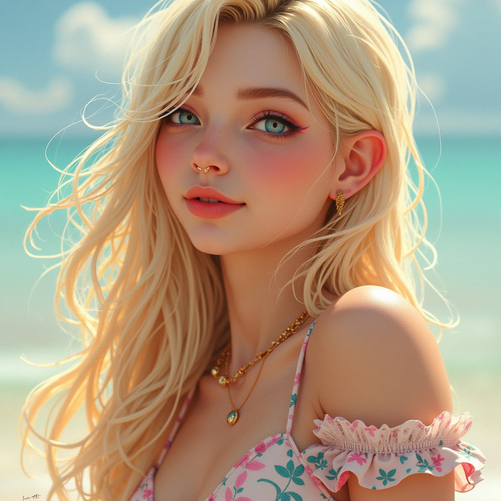 Art Nouveau Portrait of a Lovely Young Woman