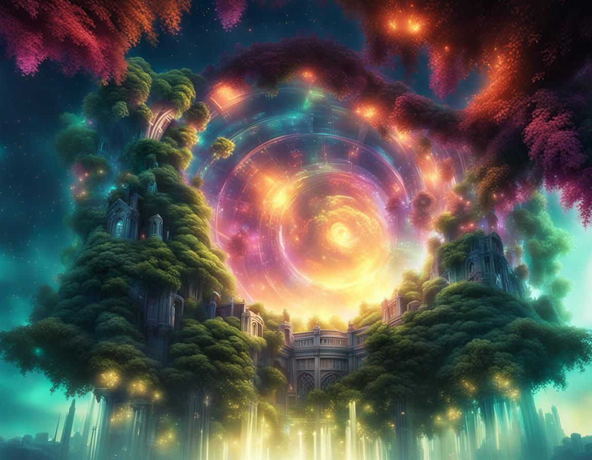 Luminous Crystalline Cityscape in Digital Matte Painting