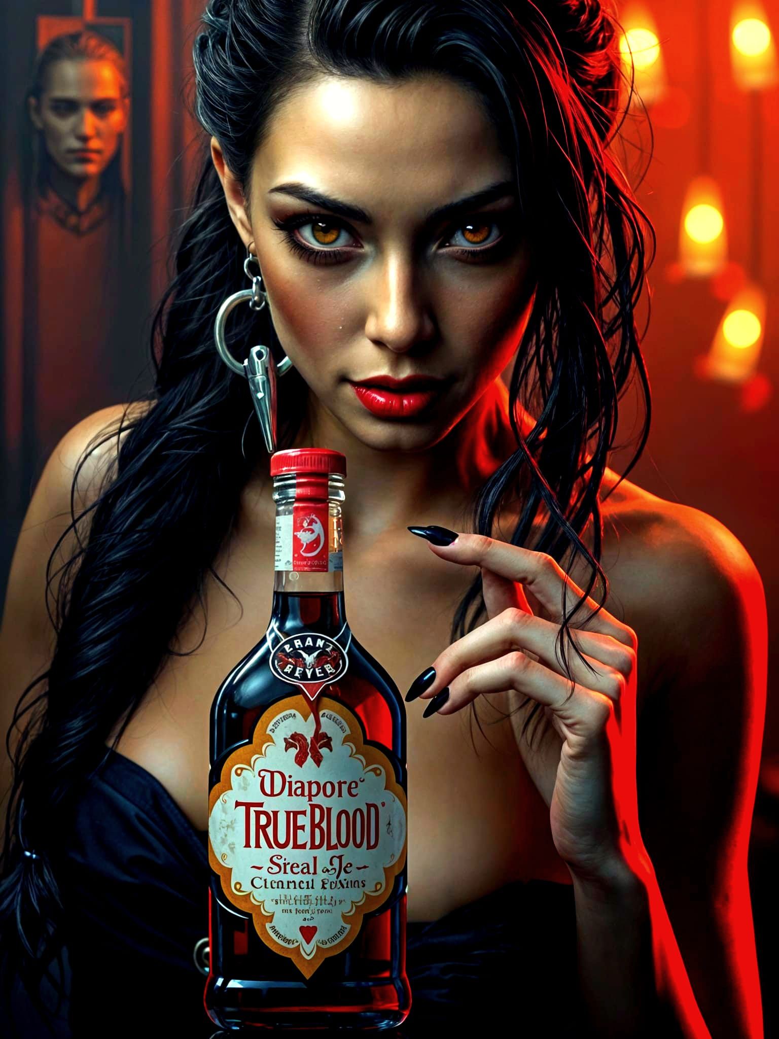 Gothic Vampire Goddess in Bloody Advertising