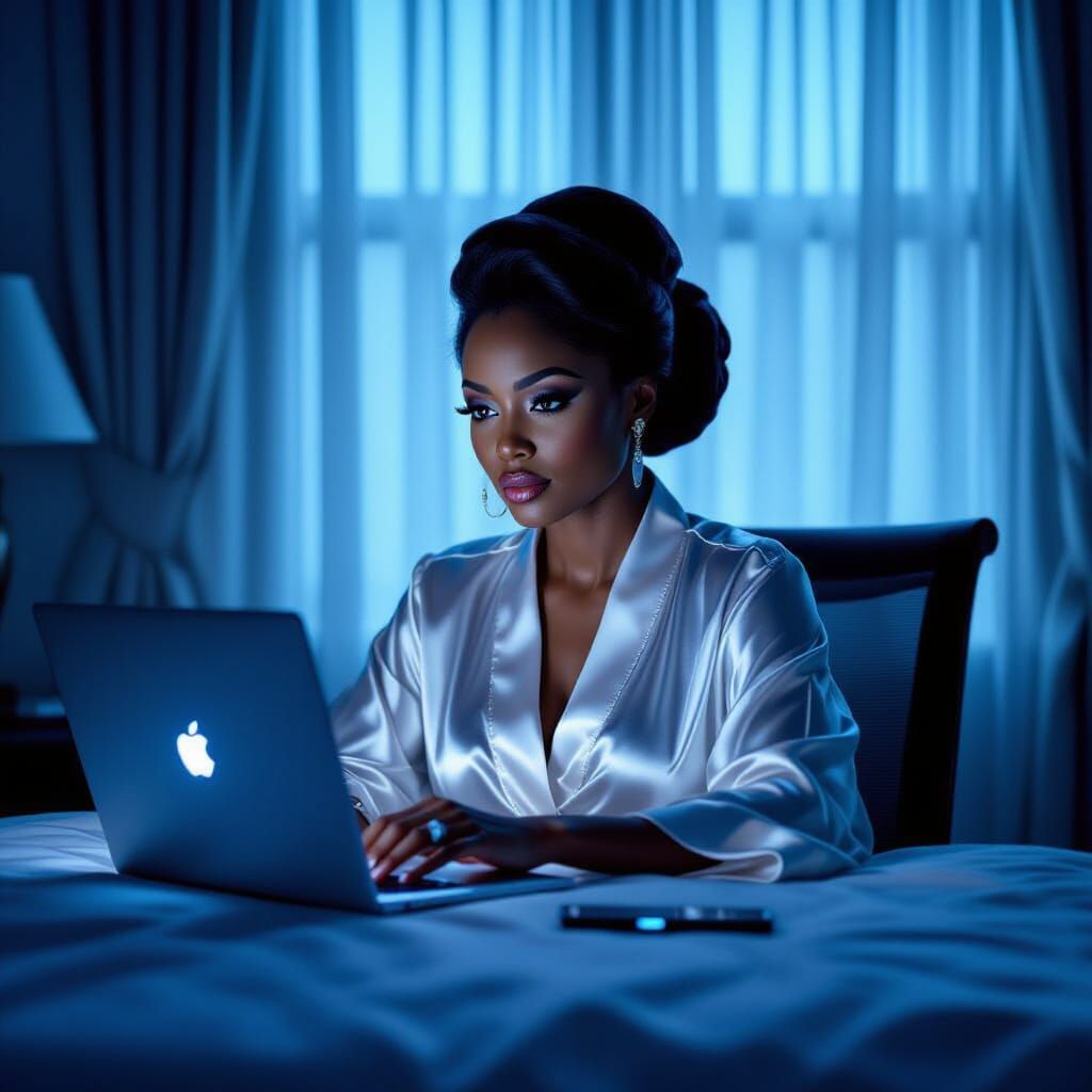 Elegant Woman at Desk in Noir Style
