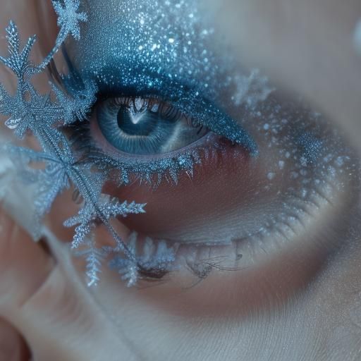 Blue Eye with Snowflake Iris: Macro Photography