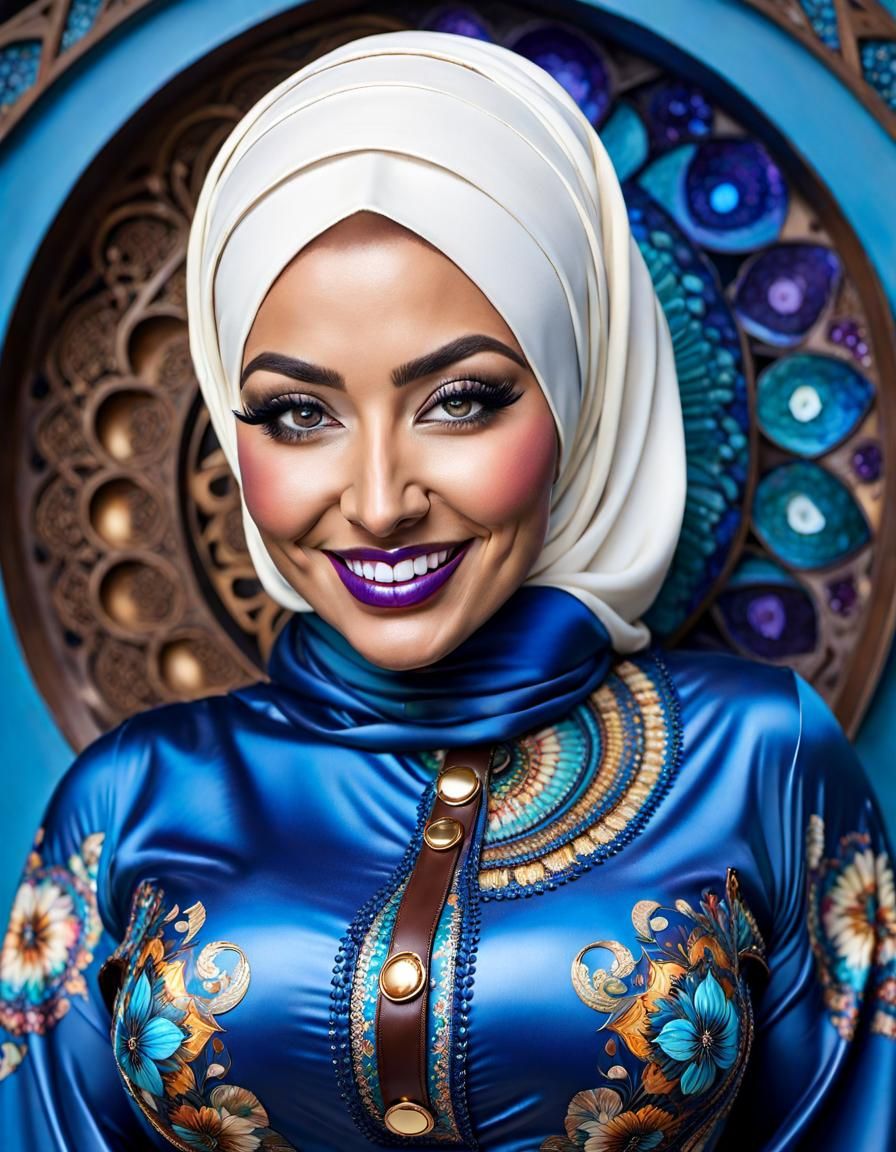 Psychedelic Alcohol Ink Portrait of Woman in Hijab