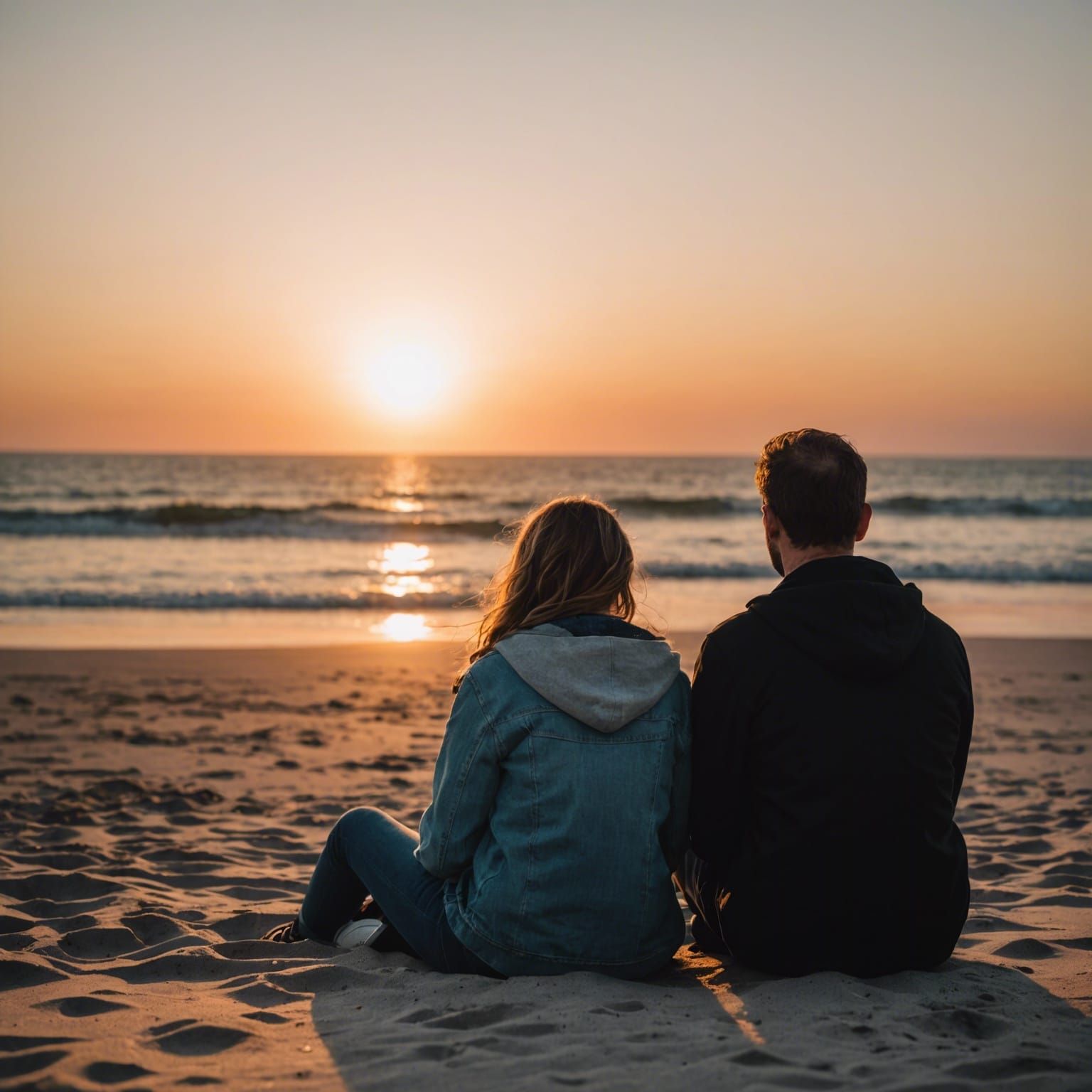 Couple Admiring Sunset on Beach: Professional Photography