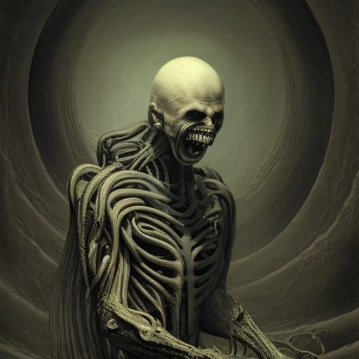 Horrifying Ghoul in Gothic Horror Style