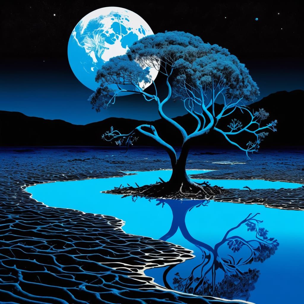 Mangrove in Celestial Magma River on Uranus Satellite