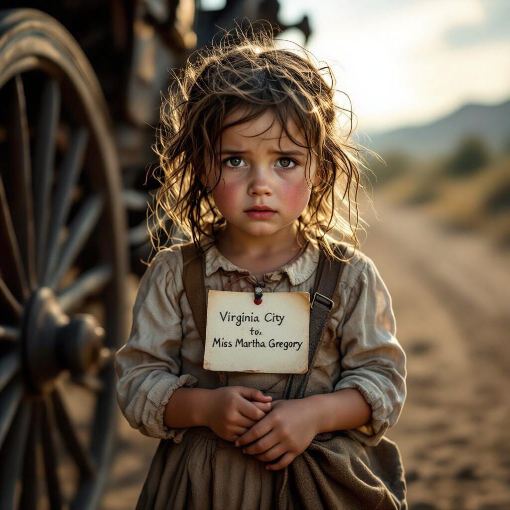 1800s Stagecoach Scene With Scared Little Girl