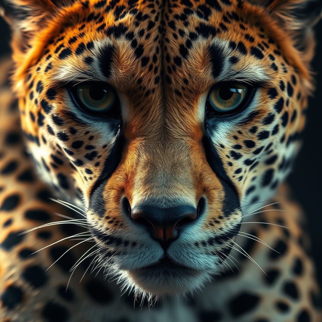 Hyperrealistic Cheetah Fur Close-Up with Dramatic Lighting