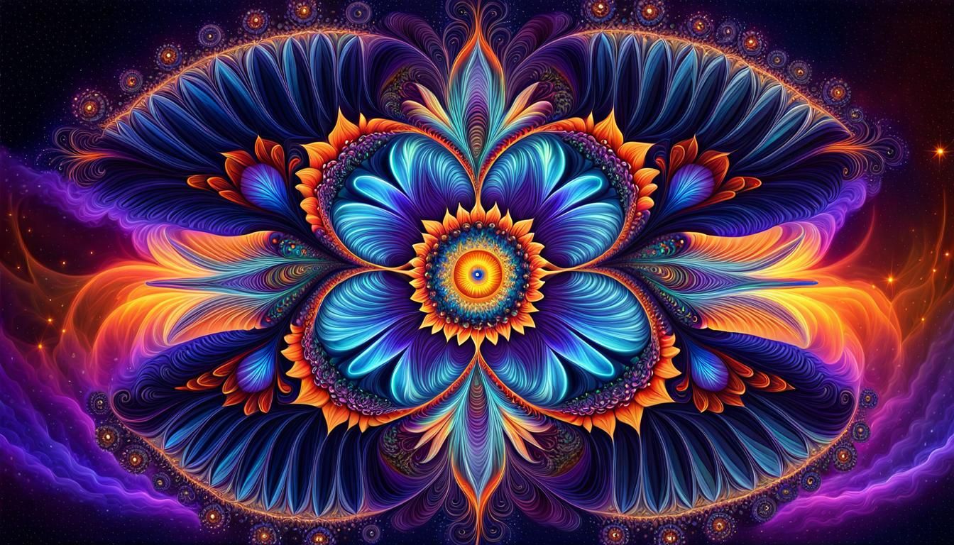 Fractal Alien Flower in Space Nebula