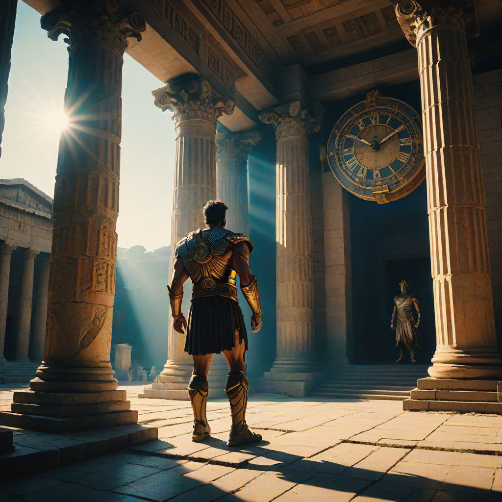 Titan Chronos in a Grand Greek Temple