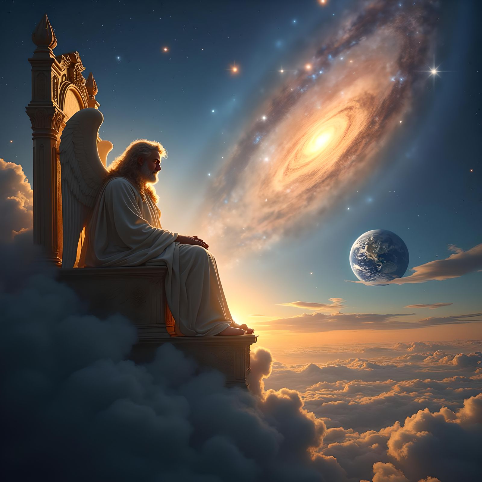 God Enthroned Amidst a Cosmic Symphony