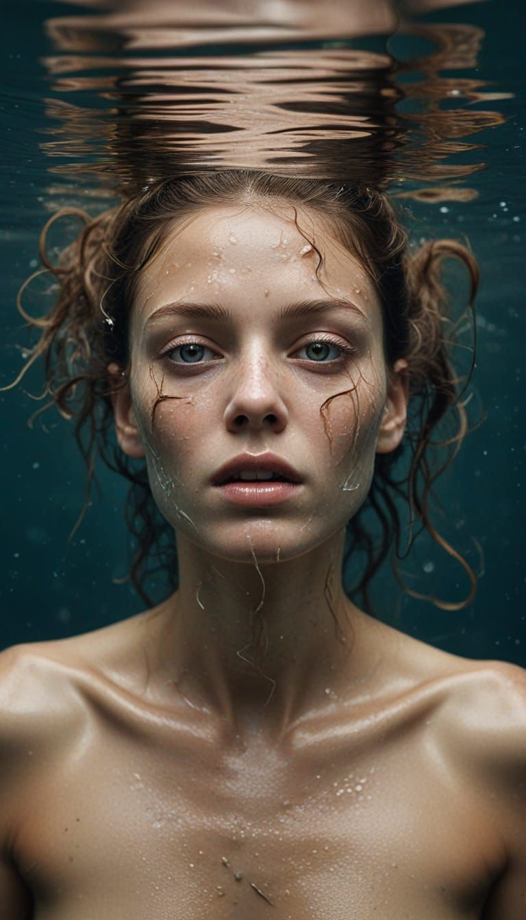 Macro Portrait of a Nymph on Water Surface