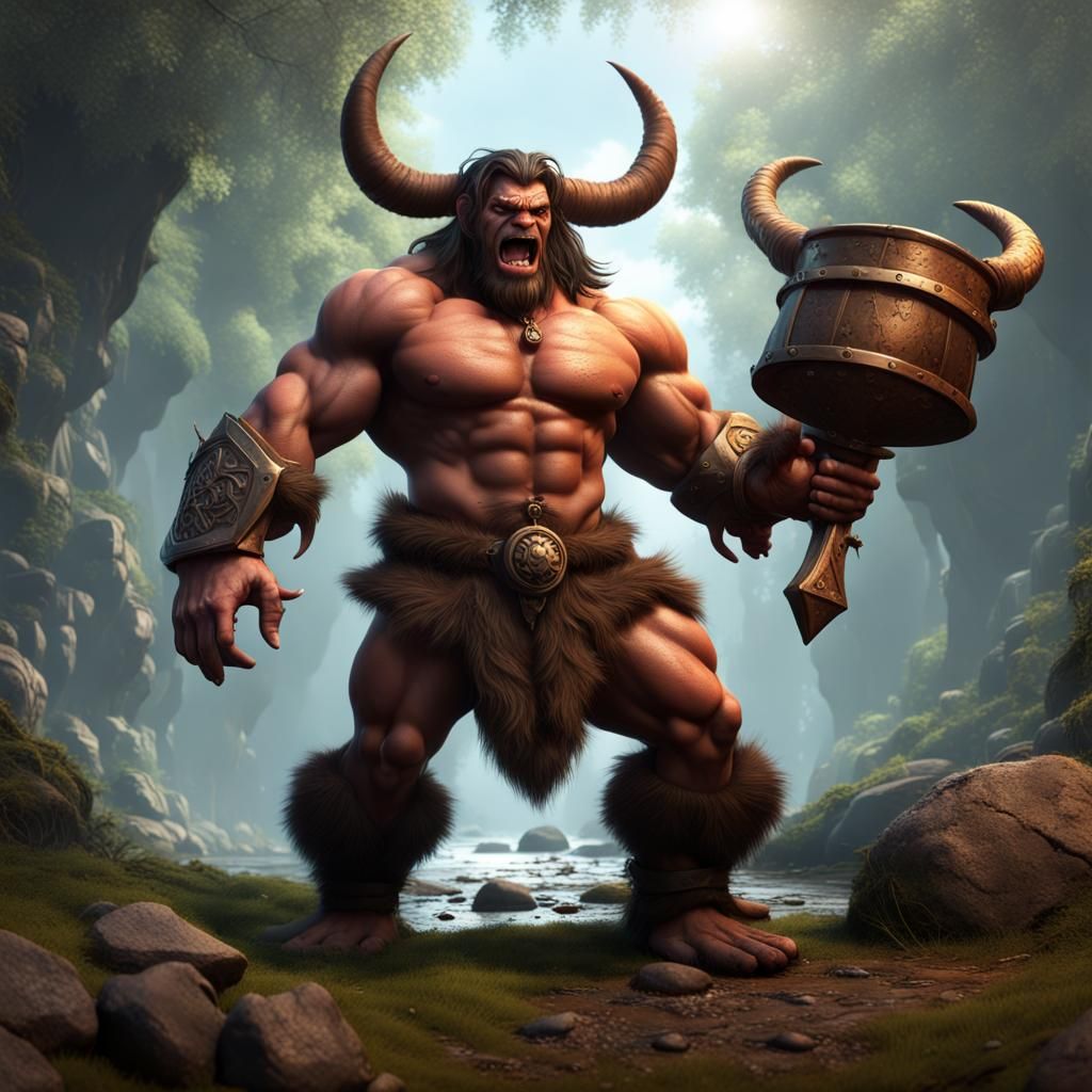 Barbarian Transforms into Minotaur: Fantasy Art