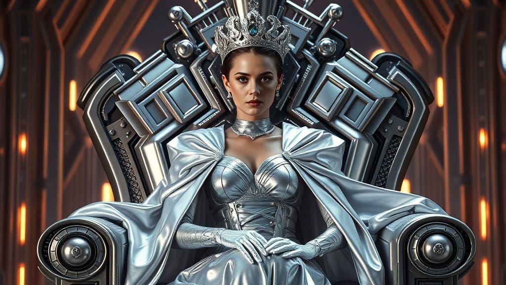 Galactic Princess Padme Amidala in Shimmering Silver Latex S...