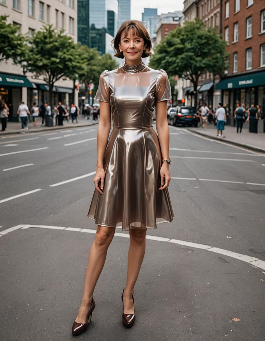Woman in Transparent Latex Dress, Futuristic Style