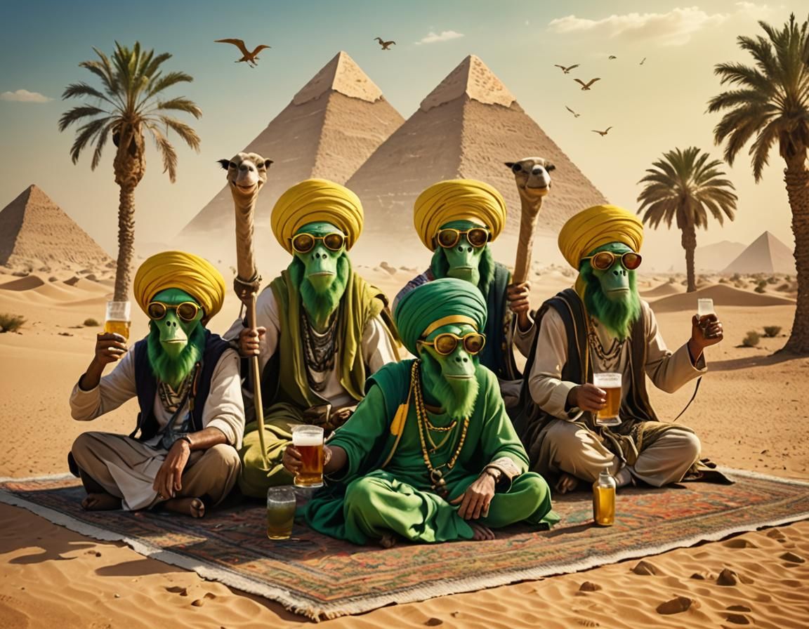 Green Aliens' Wild Ride Over Ancient Egypt