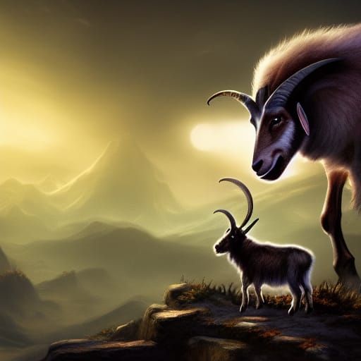 Surreal Goat-Wolf Soul Extraction in Village