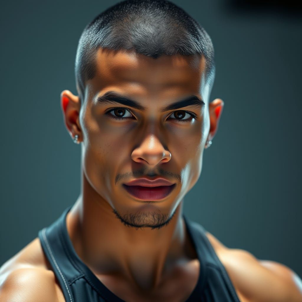 Portrait of a Young Latin Man with Gold Earrings