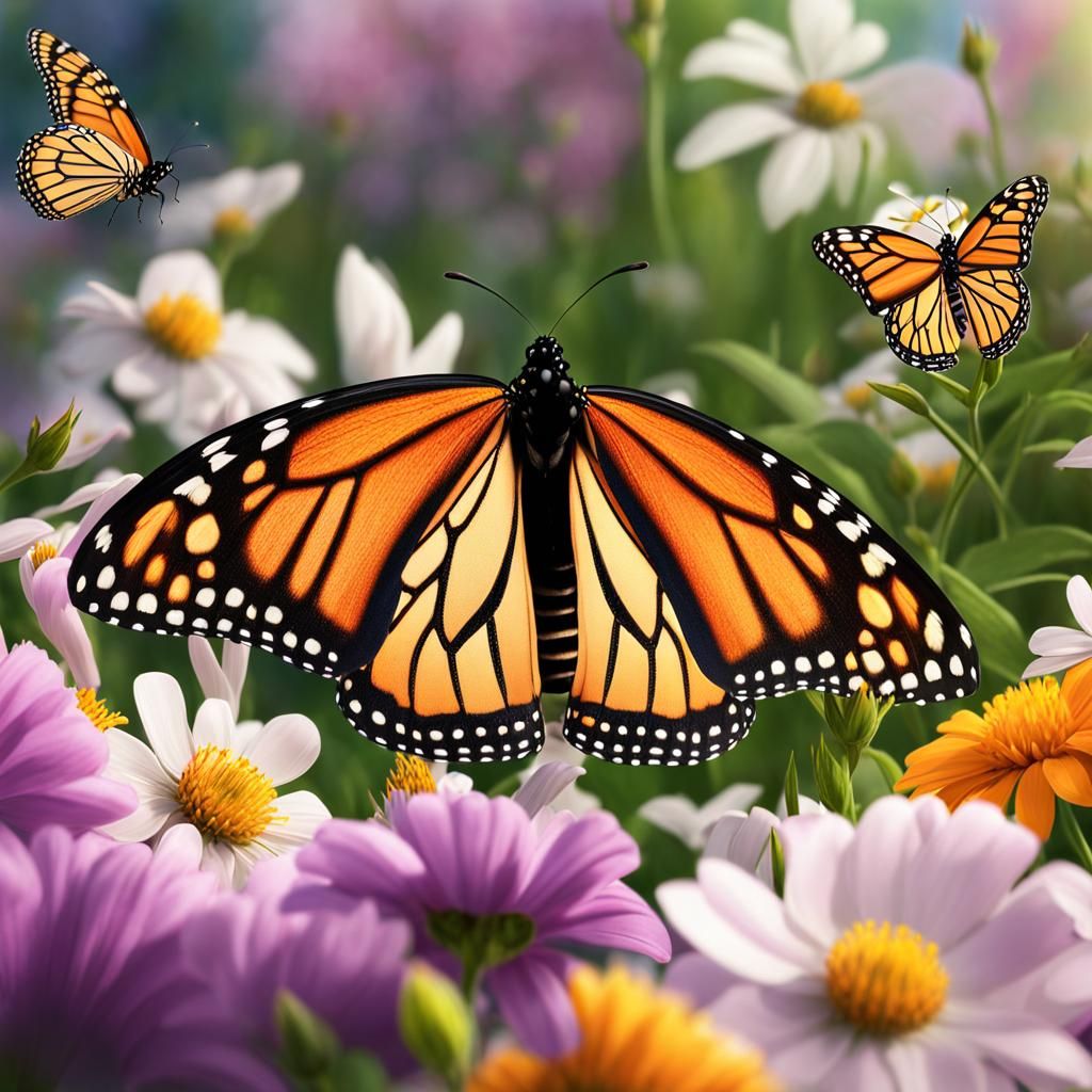 Happy Spring Banner with Flowers in Oil Painting Style