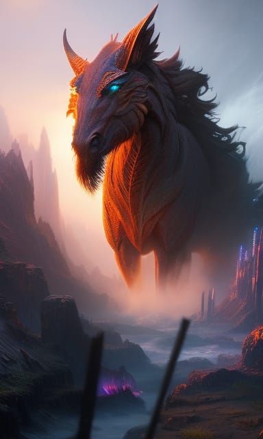 Demonic Horse Portrait in Ethereal Fantasy Style