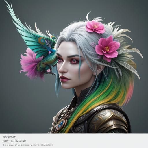 Dragon Peacock Woman in Detailed Matte Painting Style