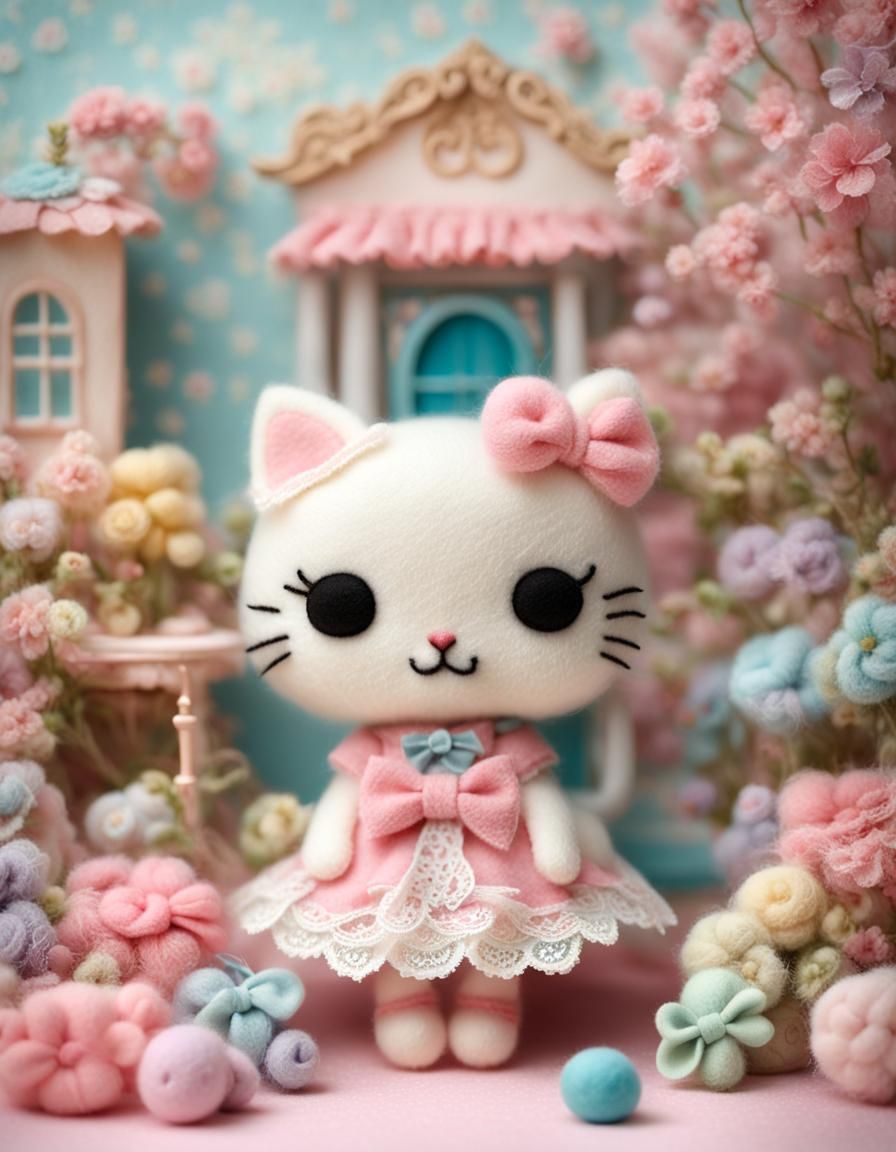Felt Kitty Plush: Needlefelt Handicraft Photography