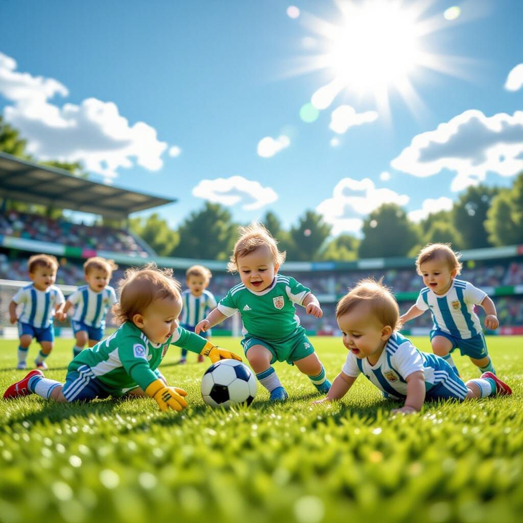 Adorable Babies Play Chaotic Soccer Game