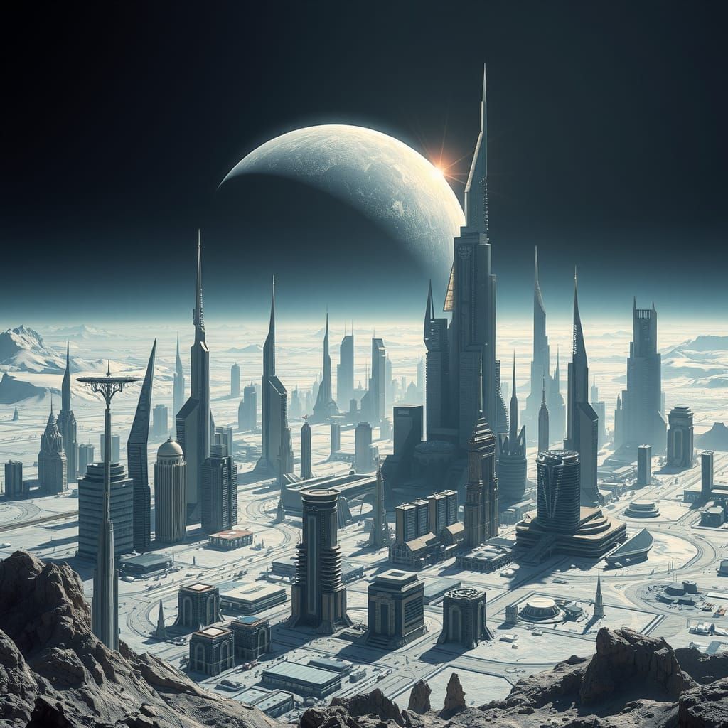 Spectacular Lunar Metropolis Inspired by Syd Mead