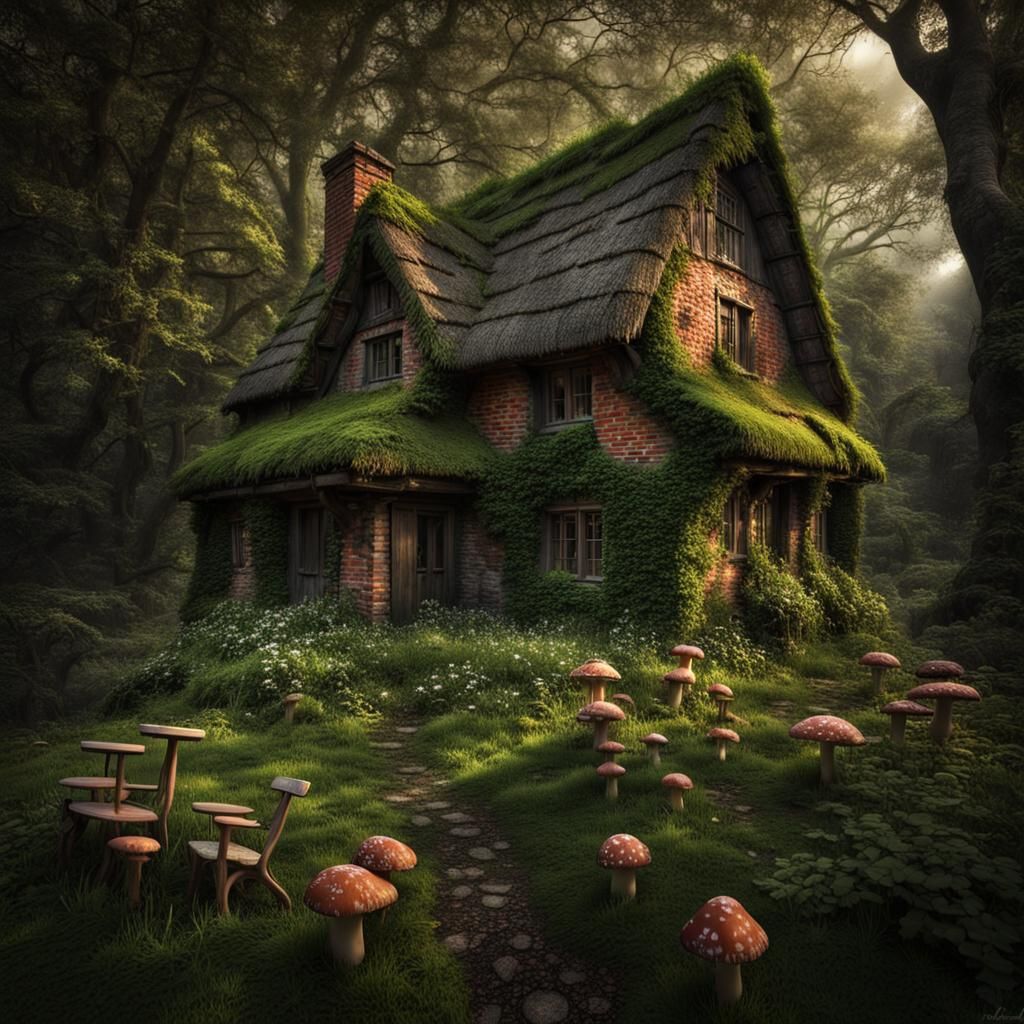 Enchanted Forest Cottage with Overgrown Details