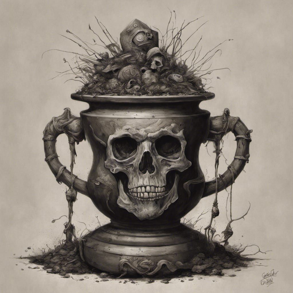 Sinister Macabre Pot of Dirt, Detailed Rendering