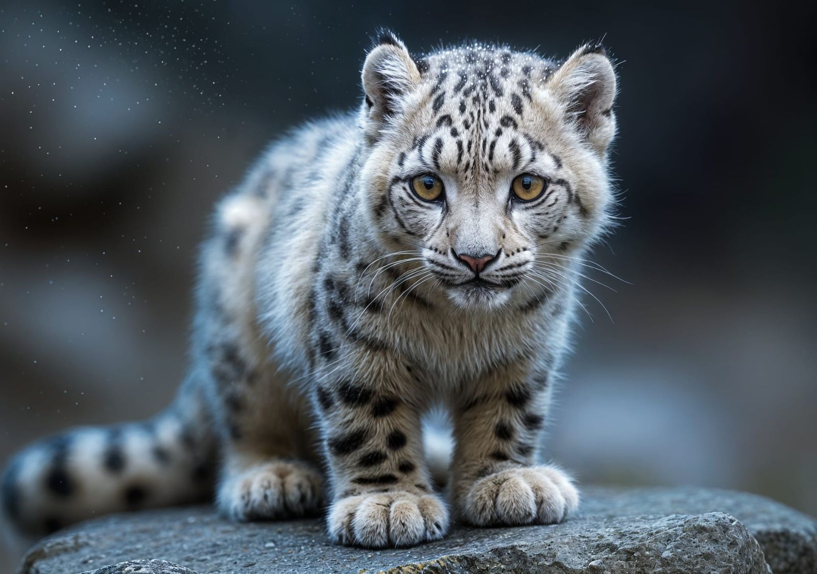 Macro Photo of a Fluffy Snow Leopard