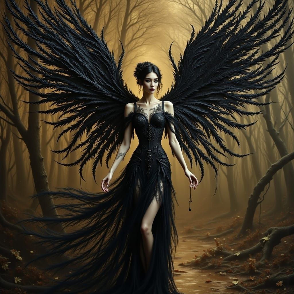 Ethereal Gothic Faery with Celestial Wings