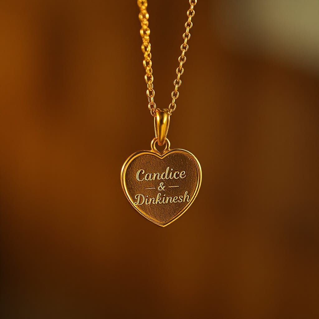 Golden Heart Necklace with Engraved Names