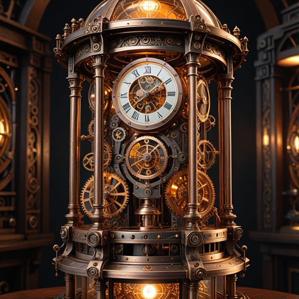 Steampunk Timekeeper Lantern with Clockwork Gears