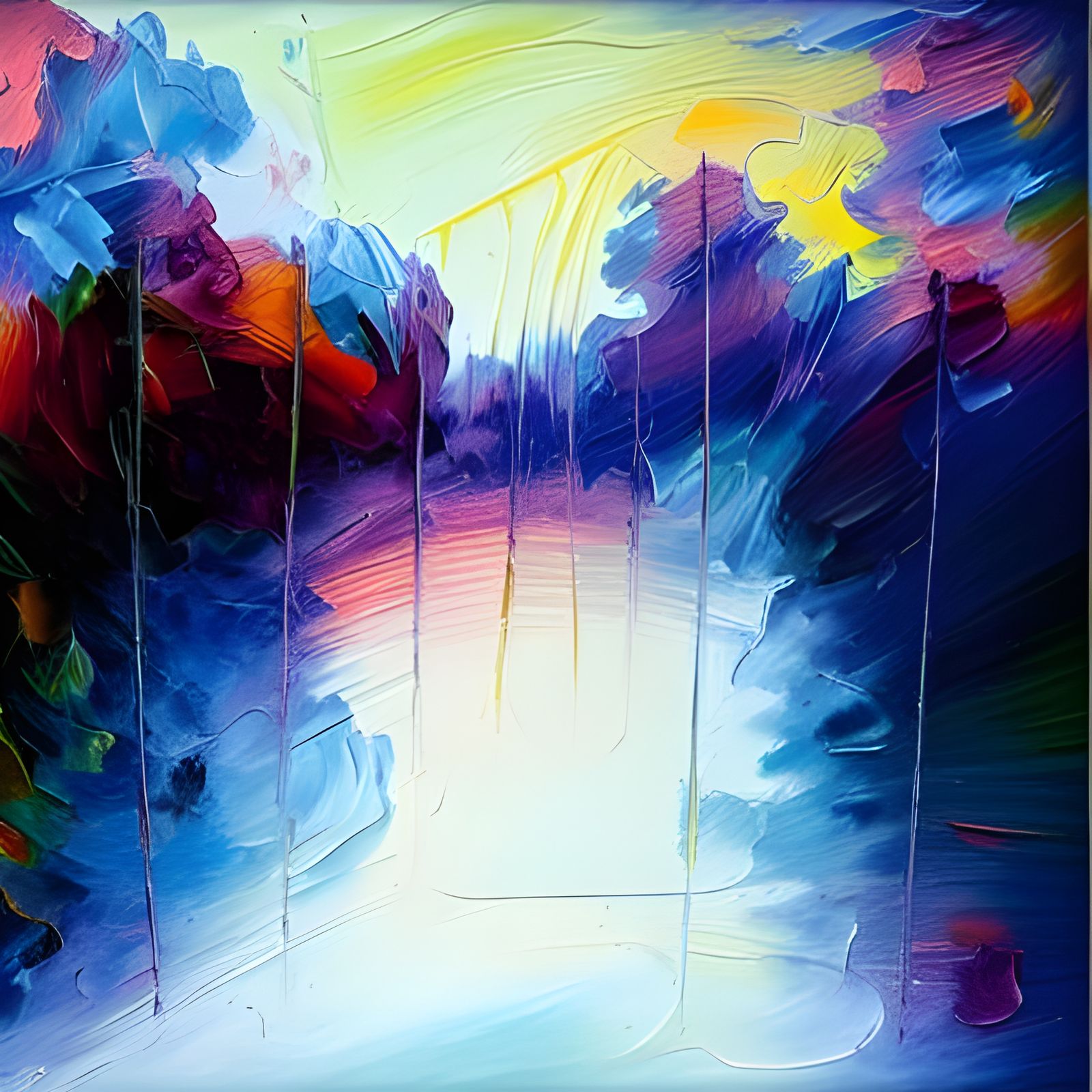 Colorful Expressionist Painting in Neo-Impressionism Style