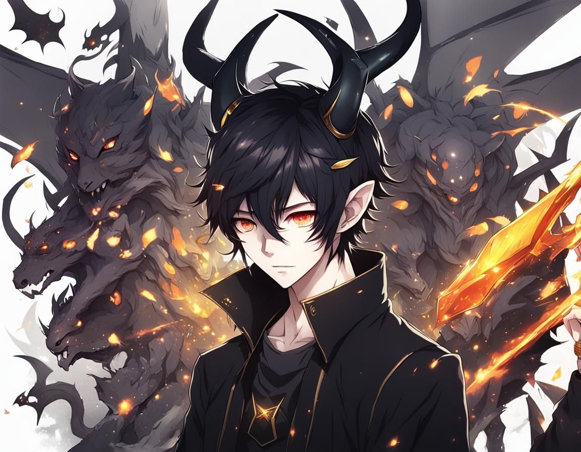 Incubus with Demonic Wings in Anime Style